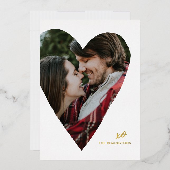 Foil Heart Foto Valentine's Day Flat Card Folieneinladung (Briefumschlag)