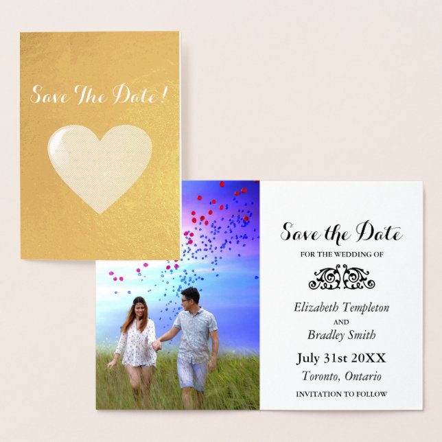 Foil Heart Verlobung Foto Save the Date Folienkarte (Anzeige)