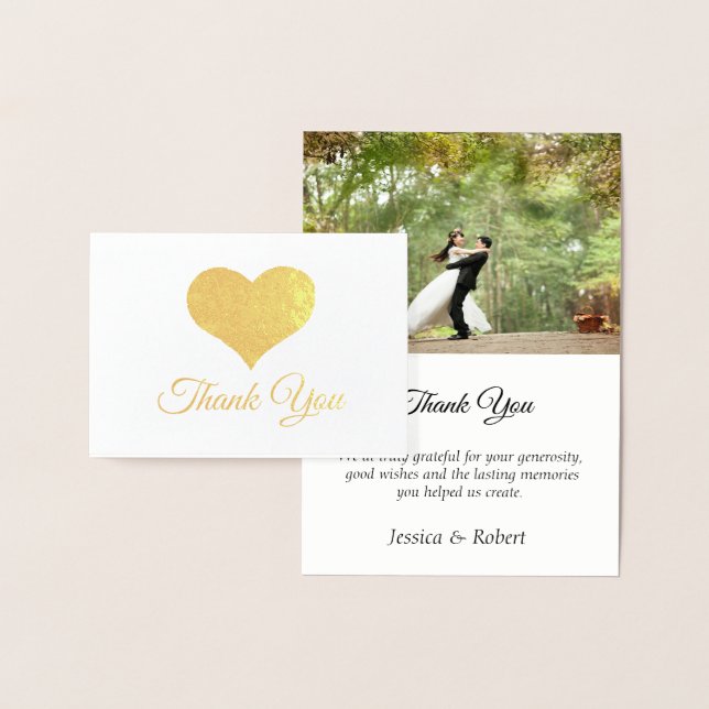 Foil Heart Wedding Foto Danke Karte (Anzeige)