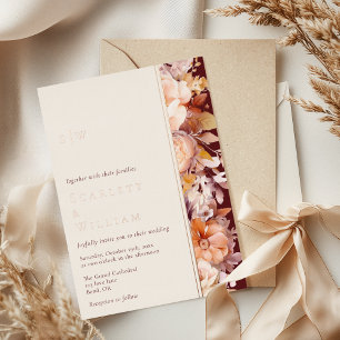 FOIL Herbst Burgunder Creme Moderne Monogramm Hoch Folieneinladung