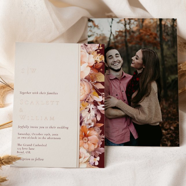 FOIL Herbstgrundel-Foto-Hochzeit Folieneinladung (Von Creator hochgeladen)