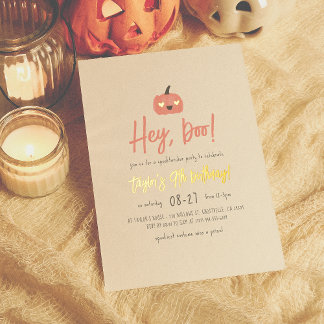 Foil Hey Boo Halloween Boho Girl Geburtstagsparty Folieneinladung