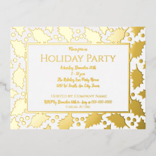 Foil Holly Gerahmt Holiday Party Postcard Einladun Folien Feiertagspostkarte