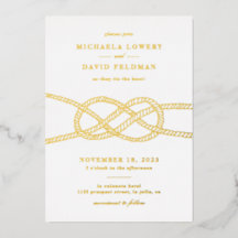 Foil Illustrierte Knot Nautical Wedding Einladung