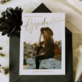 Foil Informal Script Graduation Announcement Card  Folien Feiertagskarte