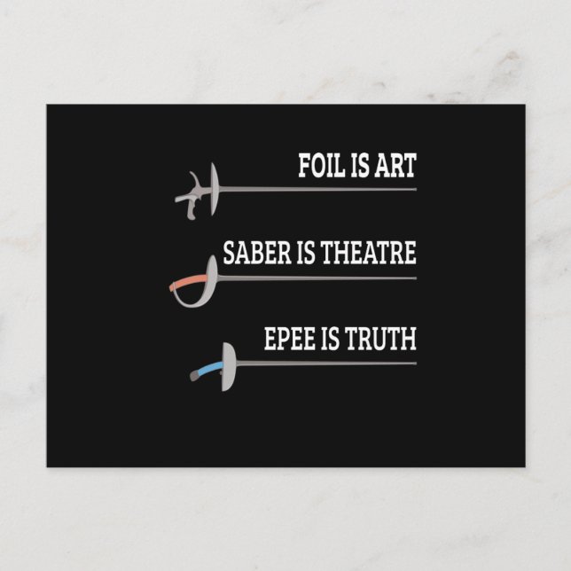 Foil is Art Fencing Fencer Epeencing Postkarte (Vorderseite)