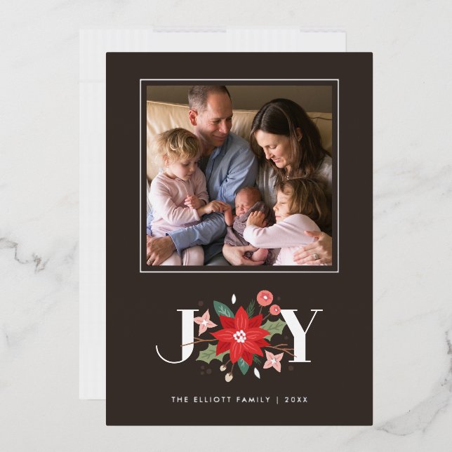 Foil Joy Blüh Holiday Foto Card - Braun Folieneinladung (Briefumschlag)