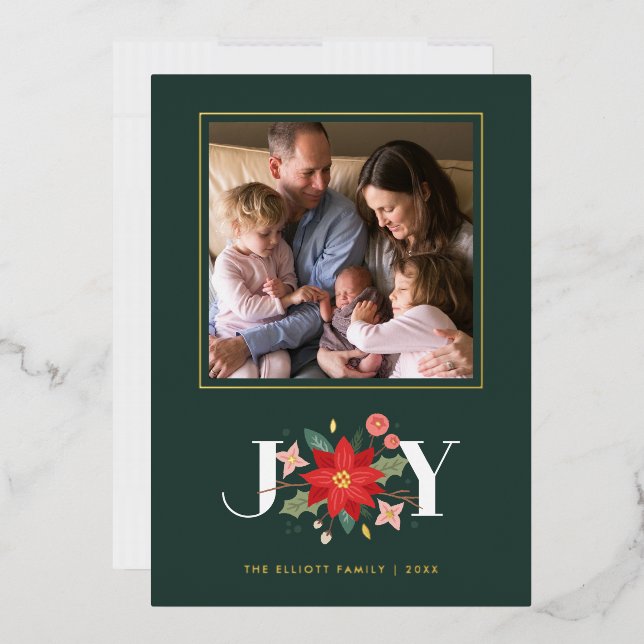 Foil Joy Blüh Holiday Foto Card - Green Folieneinladung (Briefumschlag)