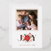 Foil Joy Blüh Holiday Foto Card - White