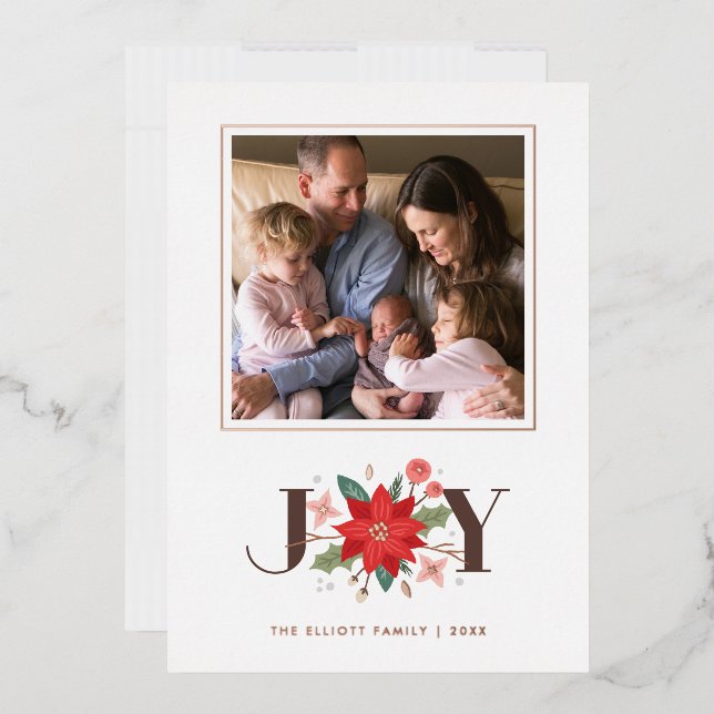 Foil Joy Blüh Holiday Foto Card - White Folieneinladung (Briefumschlag)