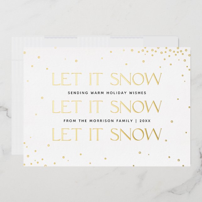 Foil Let it Neige Carte photo de vacances - Blanc (Enveloppe)