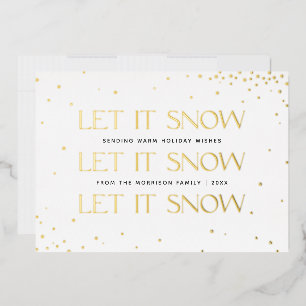 Foil Let it Snow Holiday Foto Card - Weiß Folieneinladung