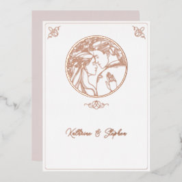 Foil Line Couple Wedding Einladung