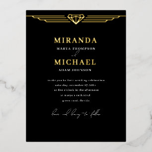 Foil Mariage Black Modern Invitation