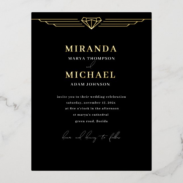 Foil Mariage Black Modern Invitation (Recto)