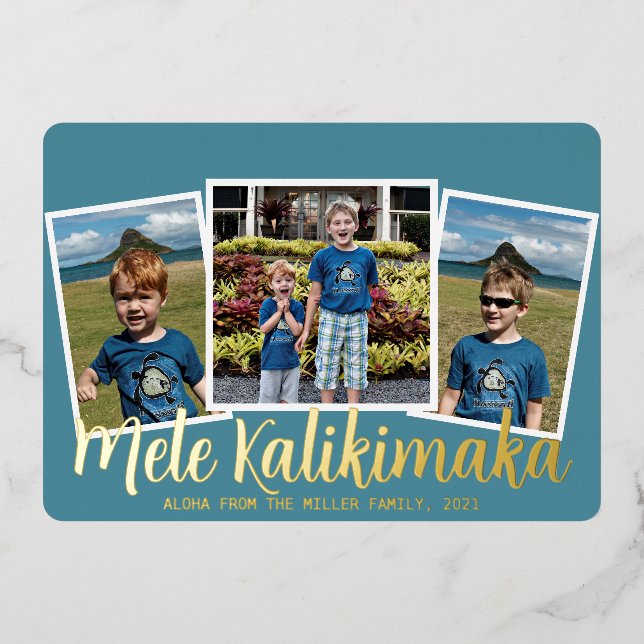 Foil Mele Kalikimaka Joyeuse carte de Noël (Recto)