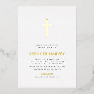 Foil Minimal Taufe Christening Boys Folieneinladung