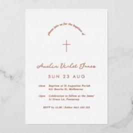 Foil Minimal Taufen Christening Cross Einladung