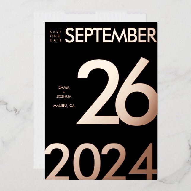 Foil moderne et simple Économisez notre carte Date (Enveloppe)