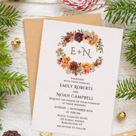 Foil Monogram Autumn Rustic Plum Floral Wedding Folieneinladung