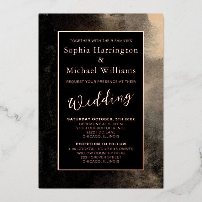 Foil Moody Romantic Editable Template Dark Gothic Folieneinladung (Vorderseite)