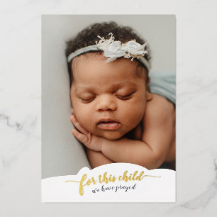 Foil neugeborene Foto Bible Vers Birth Announction Folieneinladung