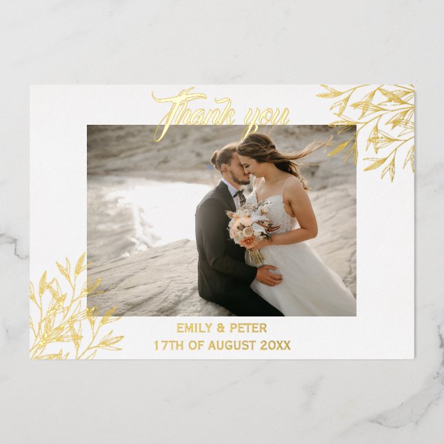 Foil or mariage merci invitation (Recto)