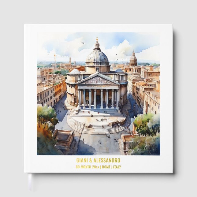 Foil Pantheon Aquarell Rom Hochzeitspaare Gästebuch (Vorderseite)