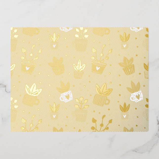 Foil Pflanze Lover Postcard - Botanische Kunst Pri Folie Einladungspostkarte (Vorderseite)