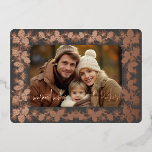 Foil Pinecone Carte photo de vacances - charbon