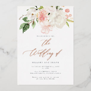 FOIL Pink Floral Garden Printemps Invitation de ma