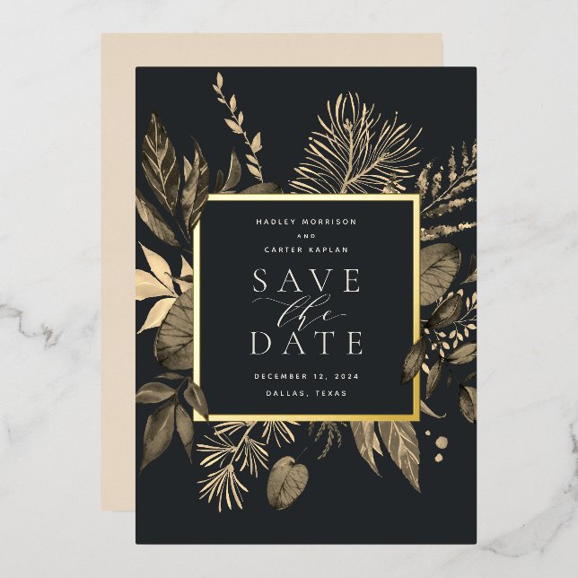 Foil pré automne Enregistrer la carte date (Recto/Verso)