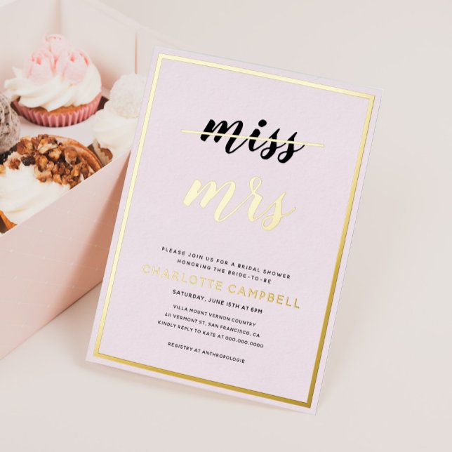 Foil presste Rosa Miss zu Frau Brautparty Folieneinladung (Von Creator hochgeladen)