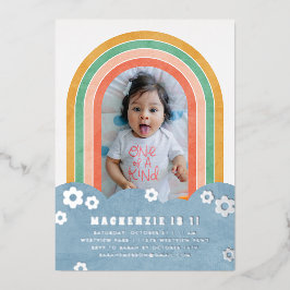 Foil Retro Rainbow Kid's Birthday Einladung