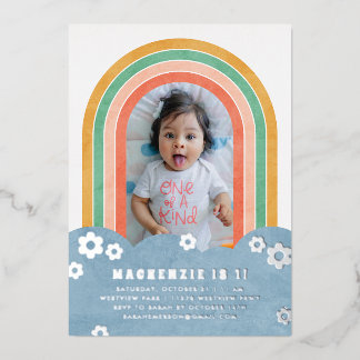 Foil Retro Rainbow Kid's Birthday Einladung