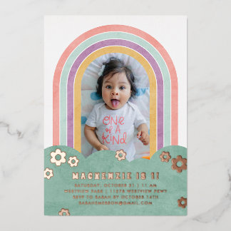 Foil Retro Rainbow Kid's Birthday Einladung