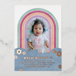 Foil Retro Rainbow Kid's Birthday Einladung