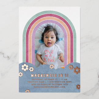 Foil Retro Rainbow Kid's Birthday Einladung