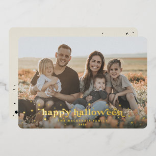 Foil Retro Schriftart + Stars Halloween Foto Card  Folieneinladung