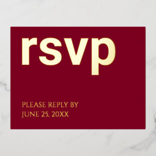 Foil RSVP Bourgogne Stylish Repas Choix Carte Post