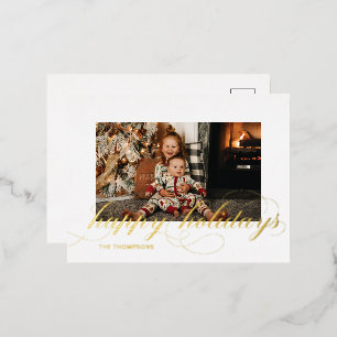 Foil Script Happy Holidays Elegantes Foto Postkart Folien Feiertagspostkarte