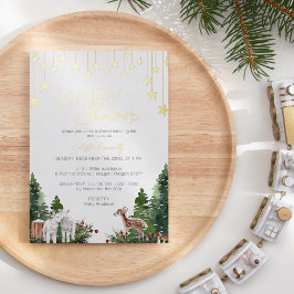 FOIL Simple Classic Christmas White Baby Shower Folieneinladung