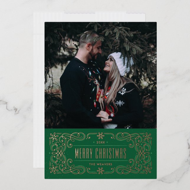 Foil Snowflake Blüh Frame Card - Green Folieneinladung (Briefumschlag)