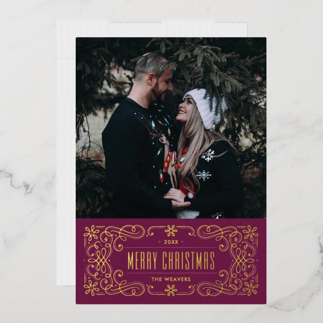 Foil Snowflake Blüh Frame Card - Lila Folieneinladung (Briefumschlag)