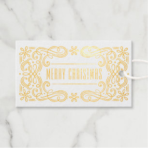 Foil Snowflake Blühte Frame Holiday Geschenkmarke Geschenkanhänger