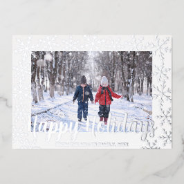Foil Snowflakes Joyeux Carte photo de vacances