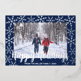 Foil Snowflakes Joyeux Carte photo de vacances