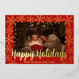 Foil Snowflakes Joyeux Carte photo de vacances