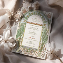 Foil Strelitzia Wedding Einladungen Nouveau Mucha