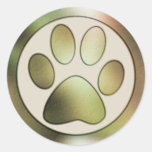 Foil Style Paw Print Runder Aufkleber